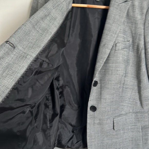 Talbots Wool Blend Blazer Suit Jacket Gray Glen Plaid Size 14W Petite - Picture 7 of 8